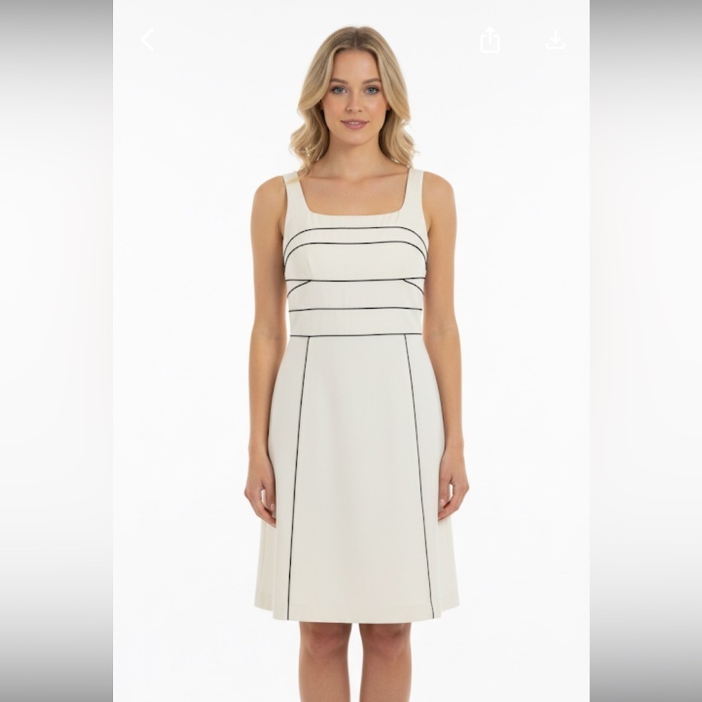 Sandra Darren Cream & Black Dress, Size 12